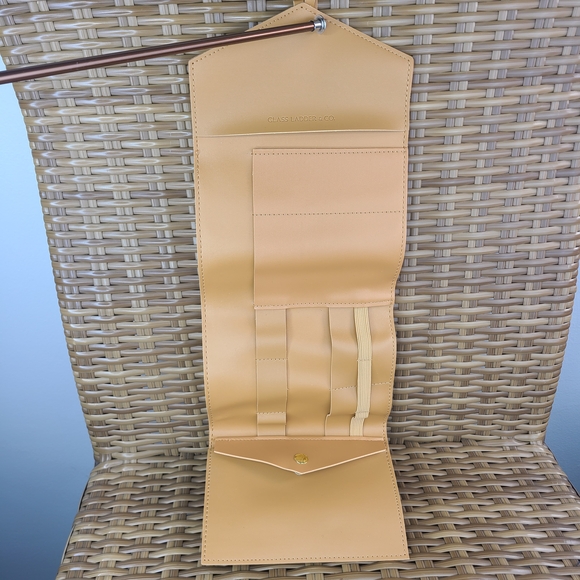 Glass Ladder & Co Katherine Vegan Leather Tech Organizer Roll Tan - Picture 7 of 16